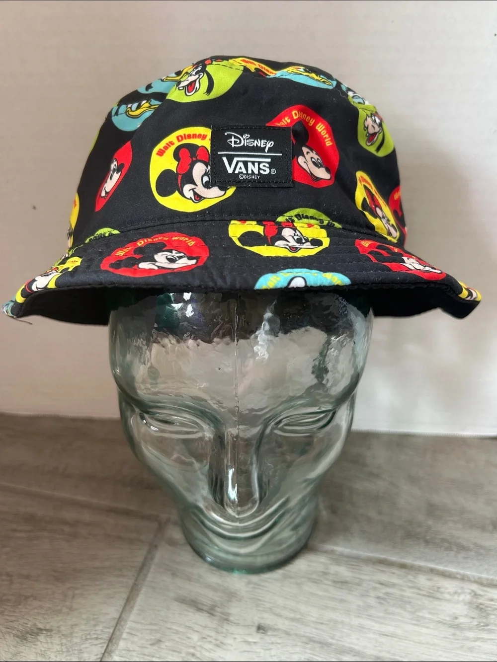 Vans x Disney Black Kids Bucket Hat with Multicolor Mickey Circles